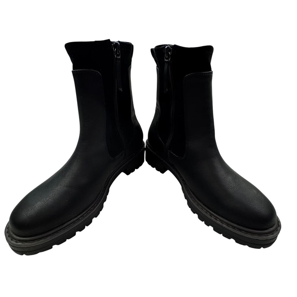Yellowbox Black Faux Suede Sides Lug Sole Classic Chelsea Boots Women's Size 7